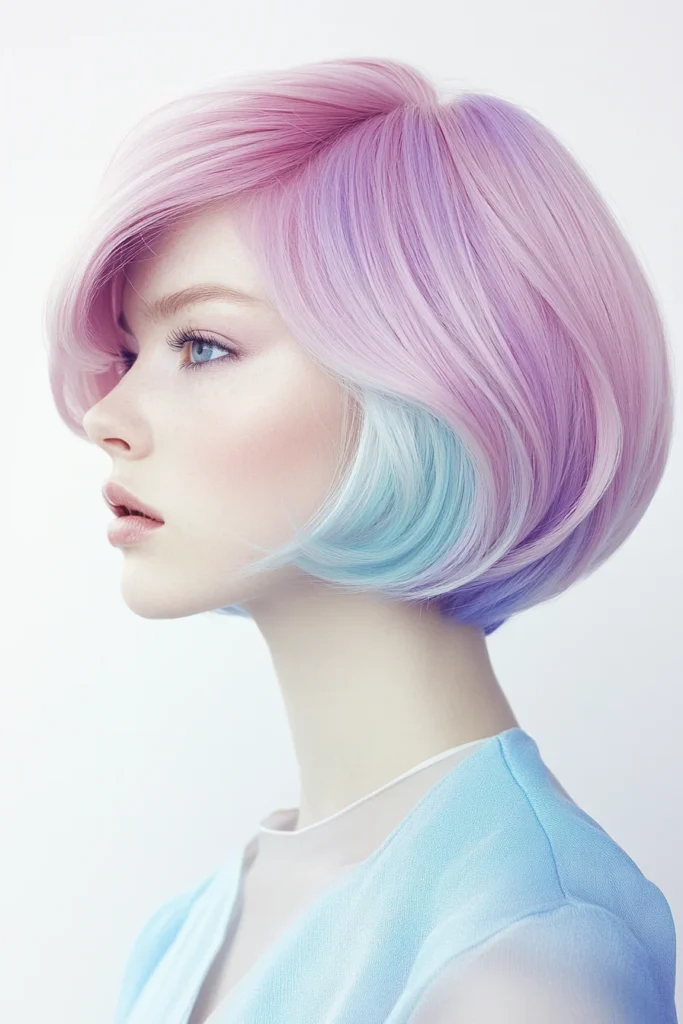 Vibrant Pastel Stacked Bob