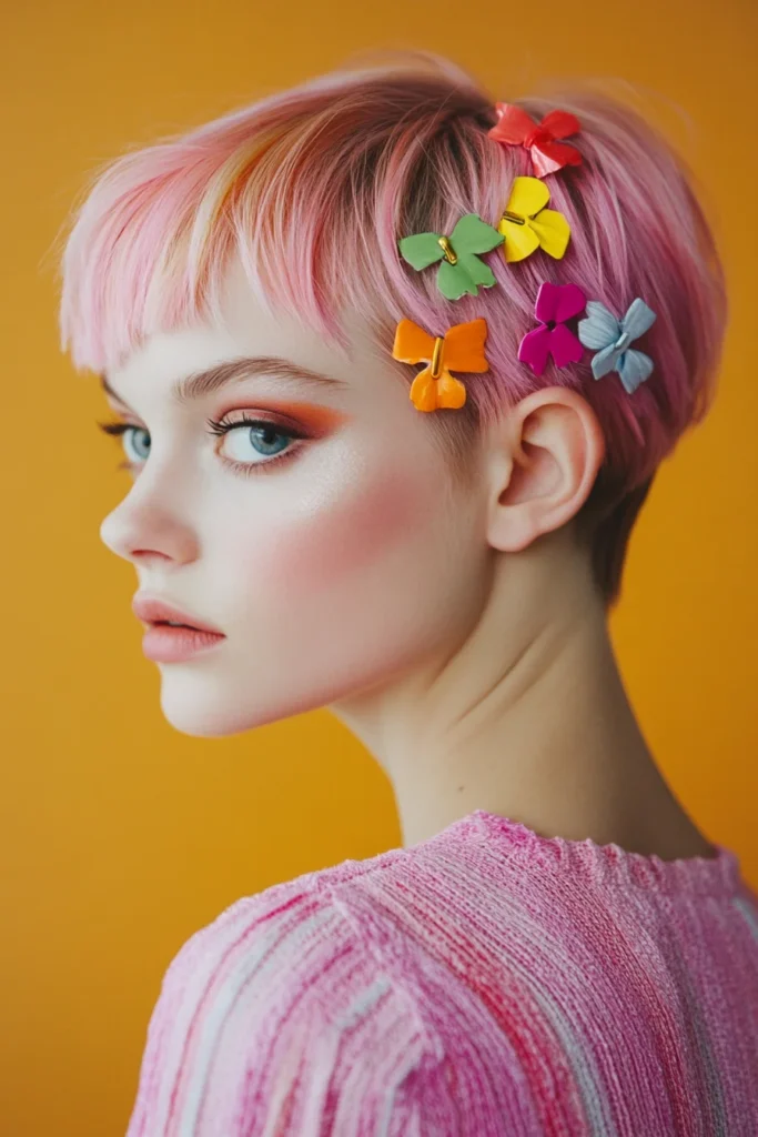 Short Hair with Colorful Clips