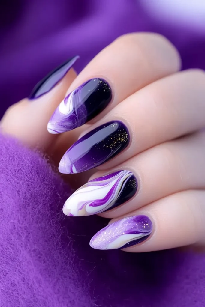 Deep Purple and White Marbling