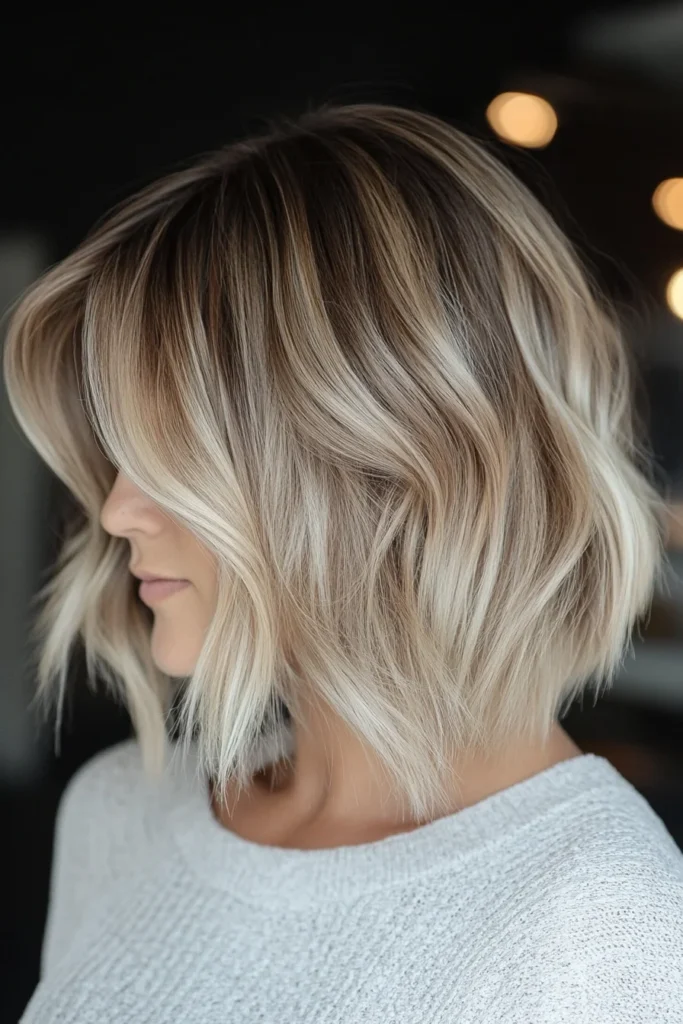 Effortless Messy Stacked Bob