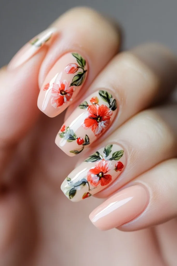 Delicate Floral Nail Art