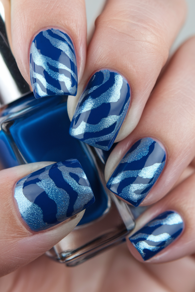 Bold Blue and Silver Swirls