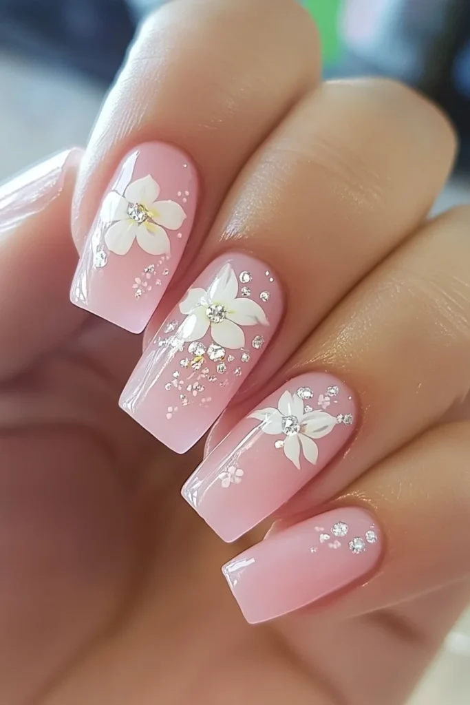 Floral Accent Nails