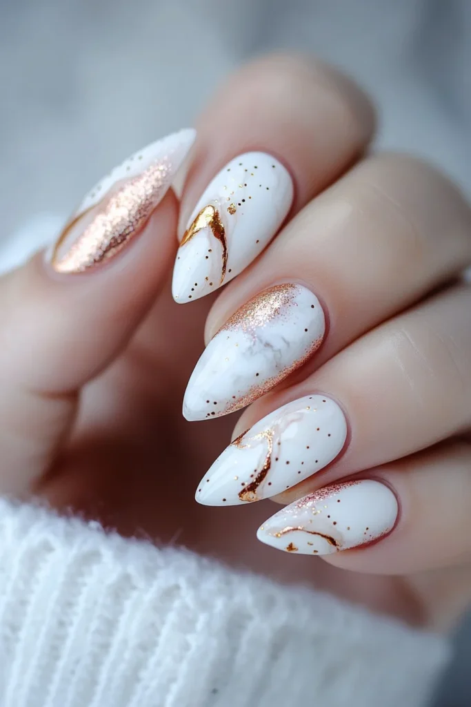 Rose Gold and White Marble Fusion