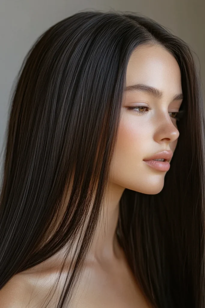 Glossy Straight Hair with Minimal Accessories