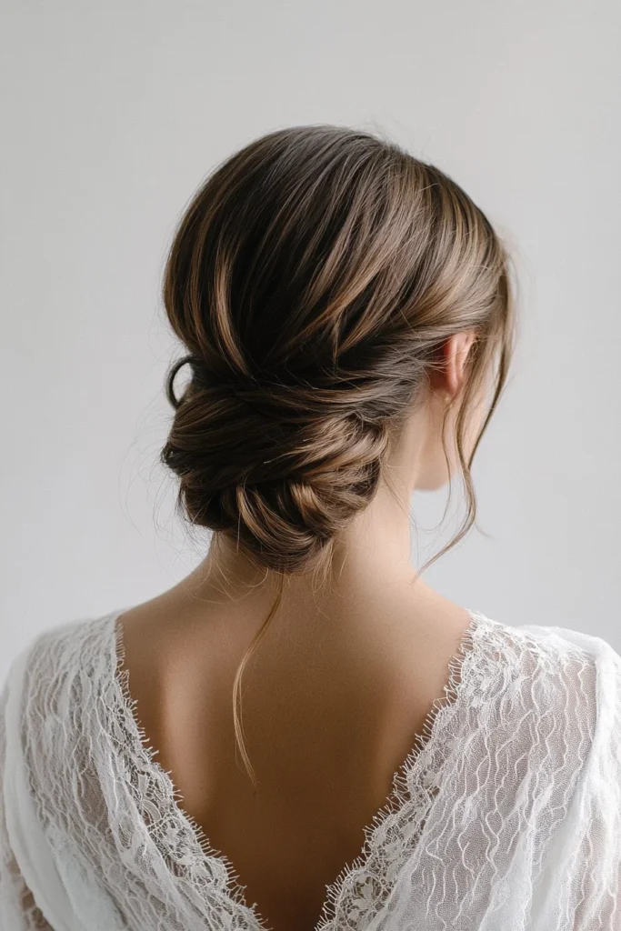 Elegant Low Chignon with Lace