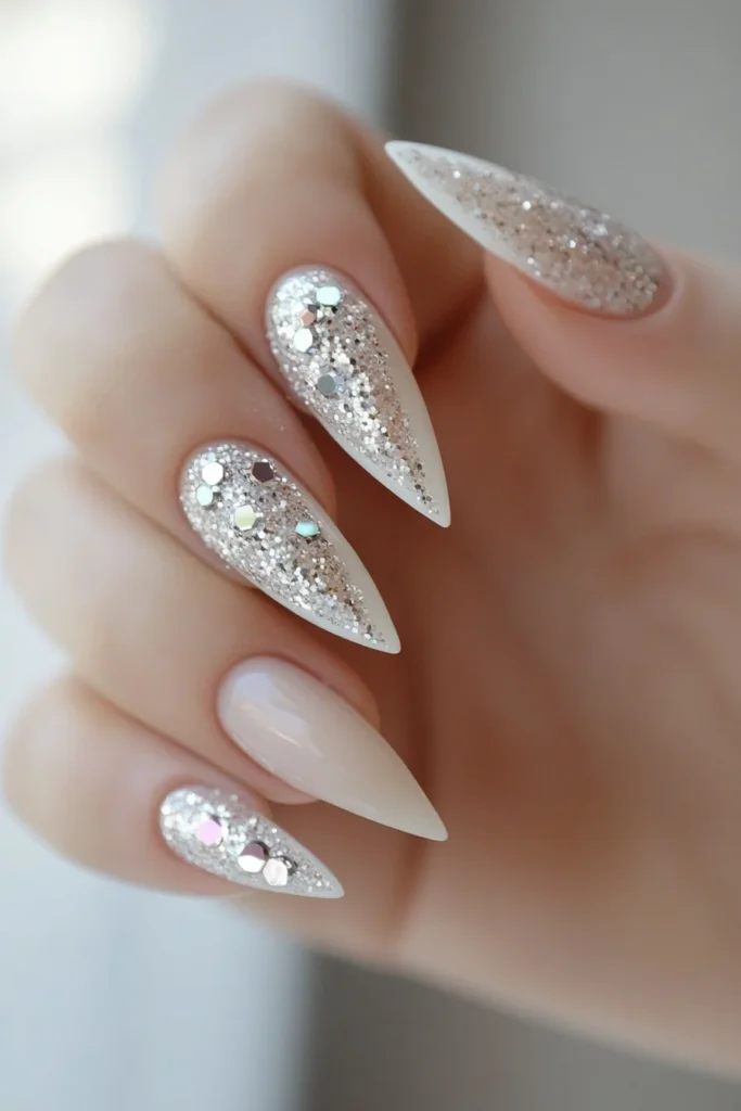 Blinged Out Almond Nails