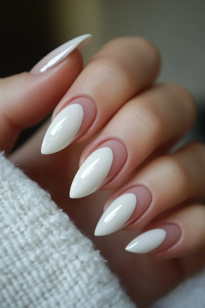 French Tip Twist on Almond Nails