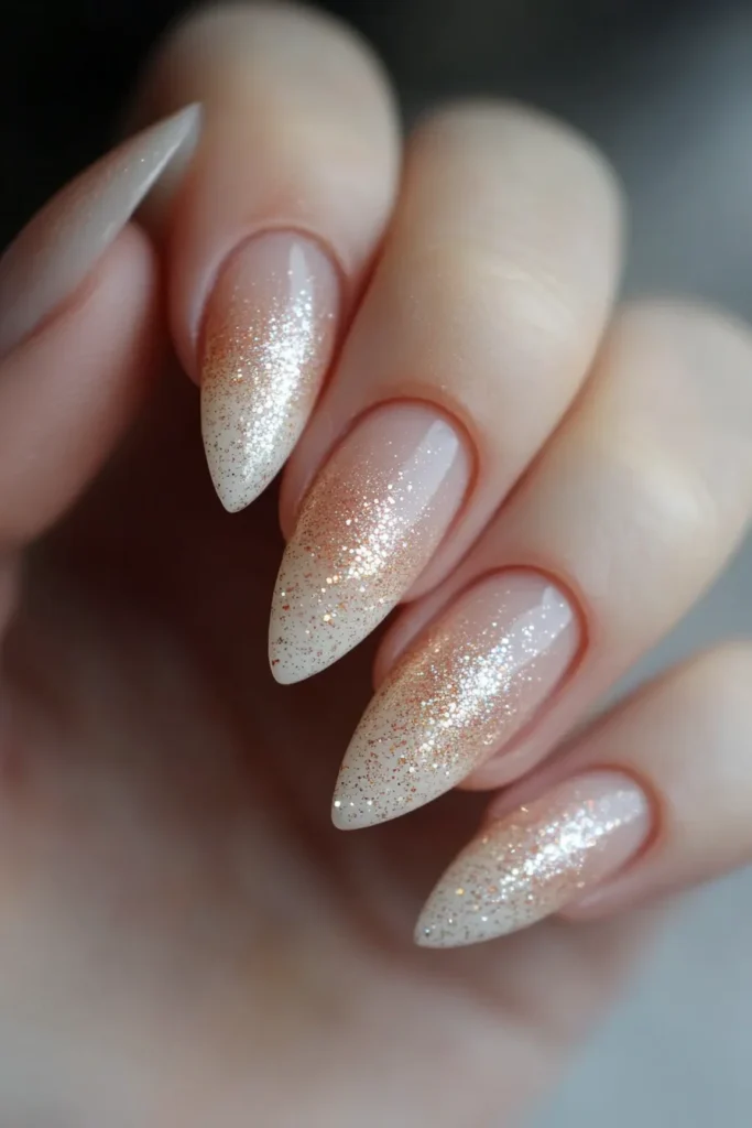 Gradient Glitter Almond Nails