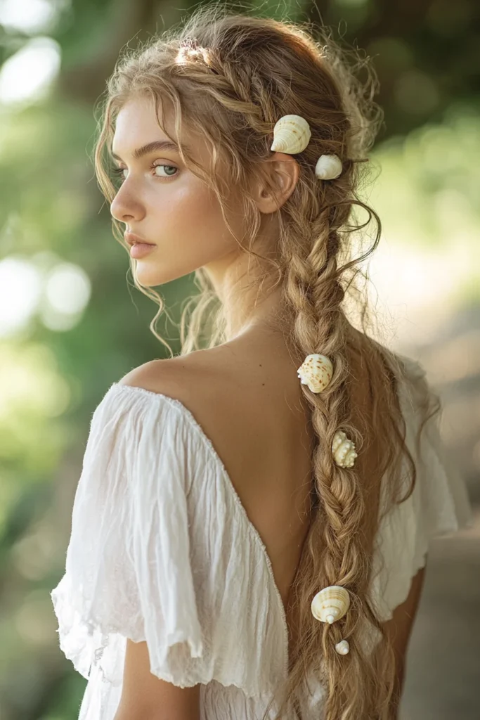 Side Braid with Shell Accents