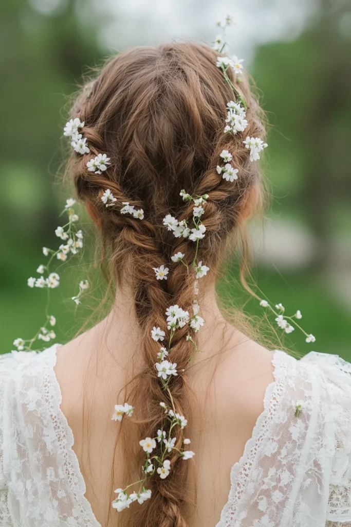 Messy Braids with Floral Accents