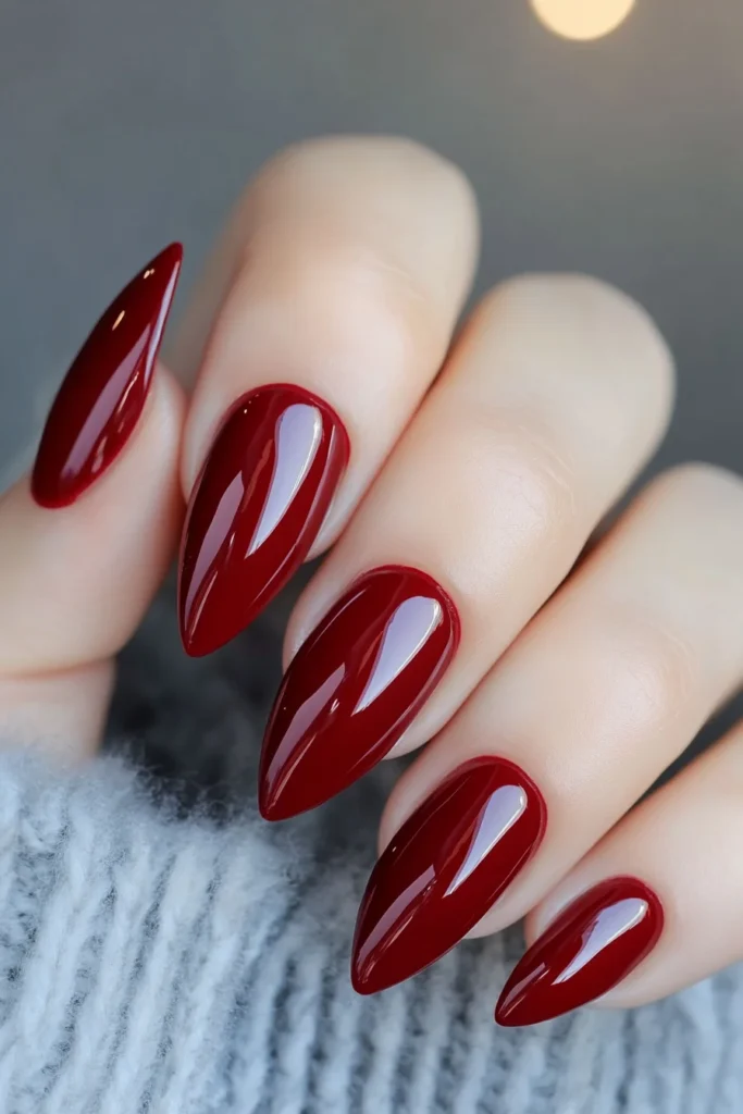 Classic Red Almond Nails