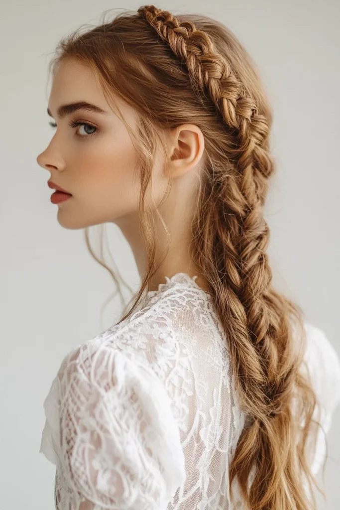 Braid-Decorated Low Ponytail