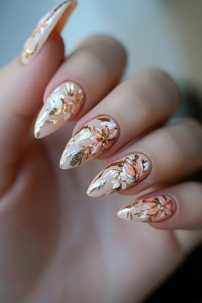 Peach Almond Nails