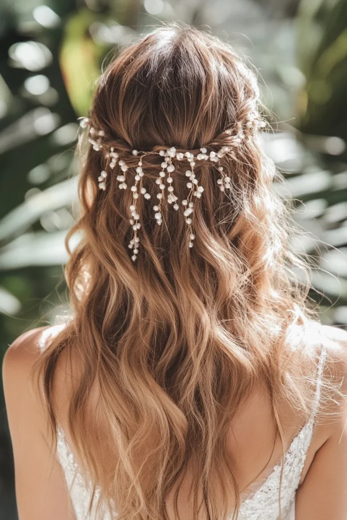 Loose Waves with Beaded Hair Accessories