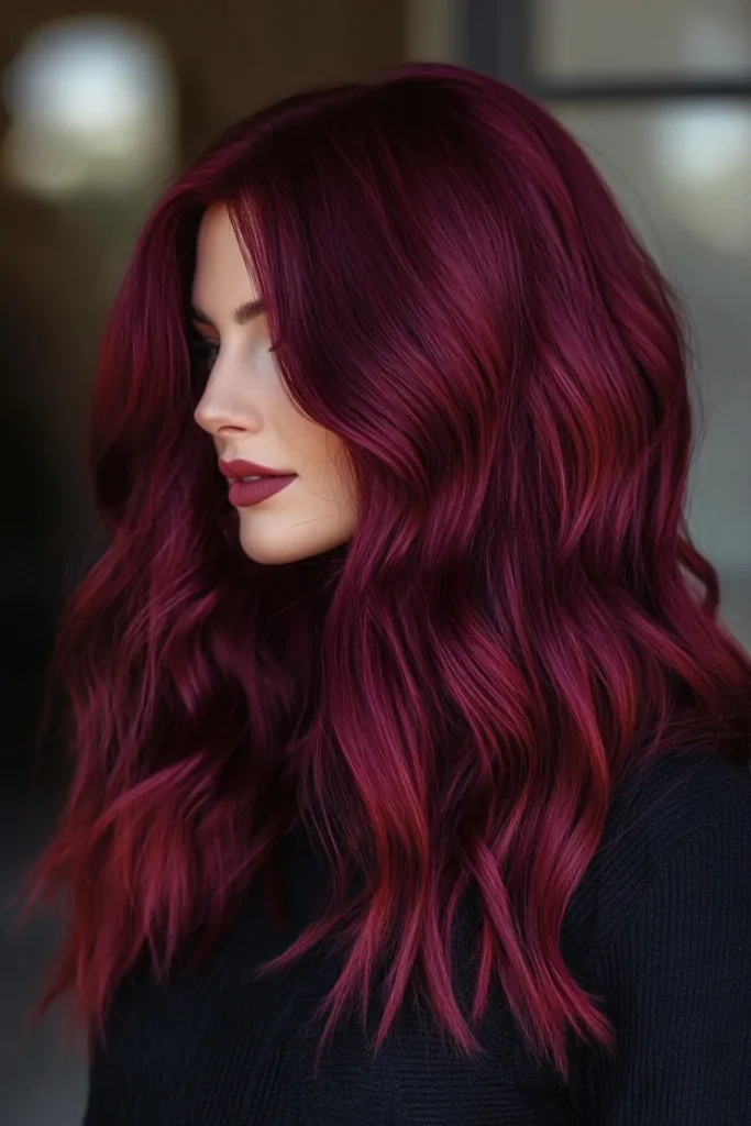 Dark Cherry with Bold Waves