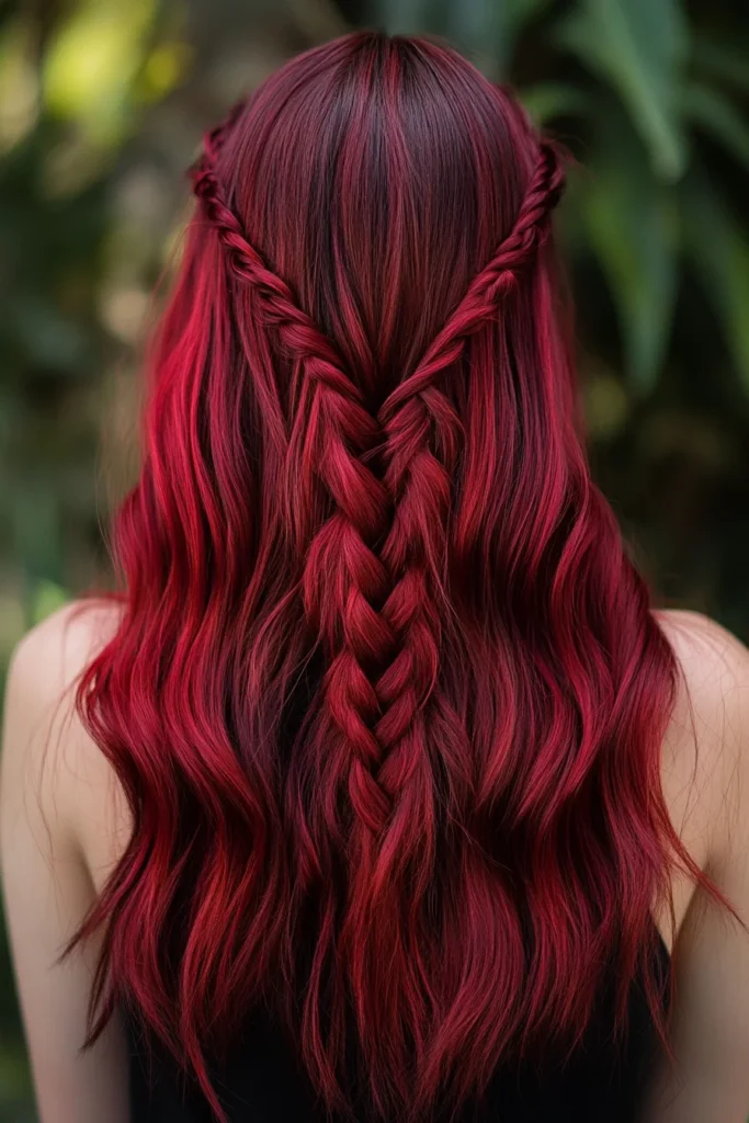 Bright Garnet with Braided Accents