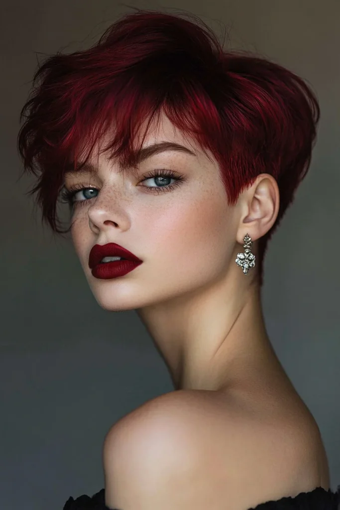 Dark Red Pixie Cut for the Fearless